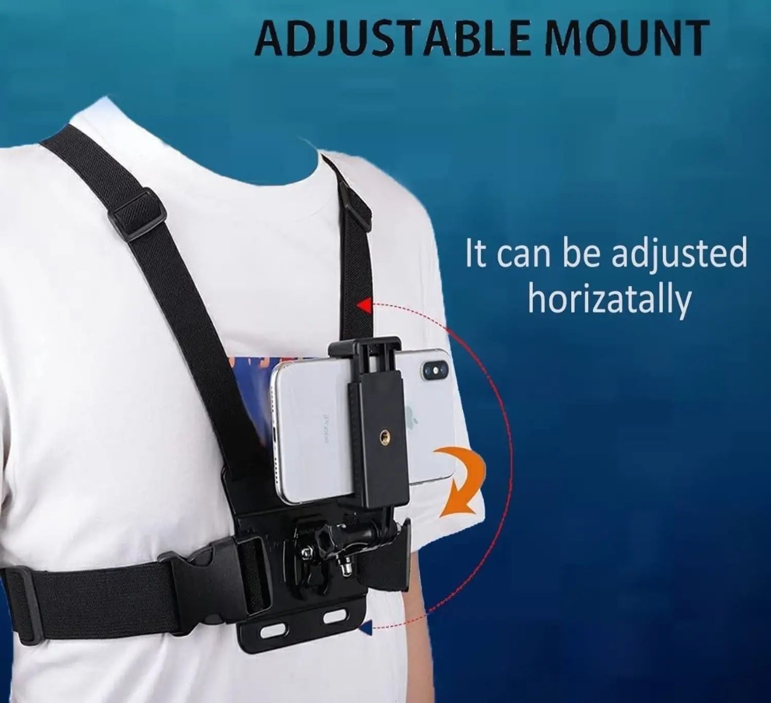 Qolic 360° Adjustable Chest Mount Strap with J-Hook for Action Cameras Strap-picture-40