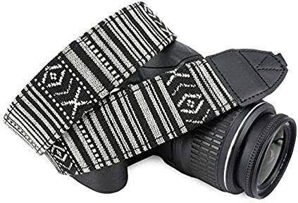 KRAPTICK Wolven Pattern Canvas Camera Neck Shoulder Strap Belt Compatible with All DSLR/SLR (Black White) Strap