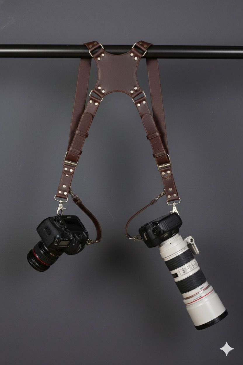 urbncove Double Cross Camera Strap | Adjustable Leather X-Harness Strap-image-25