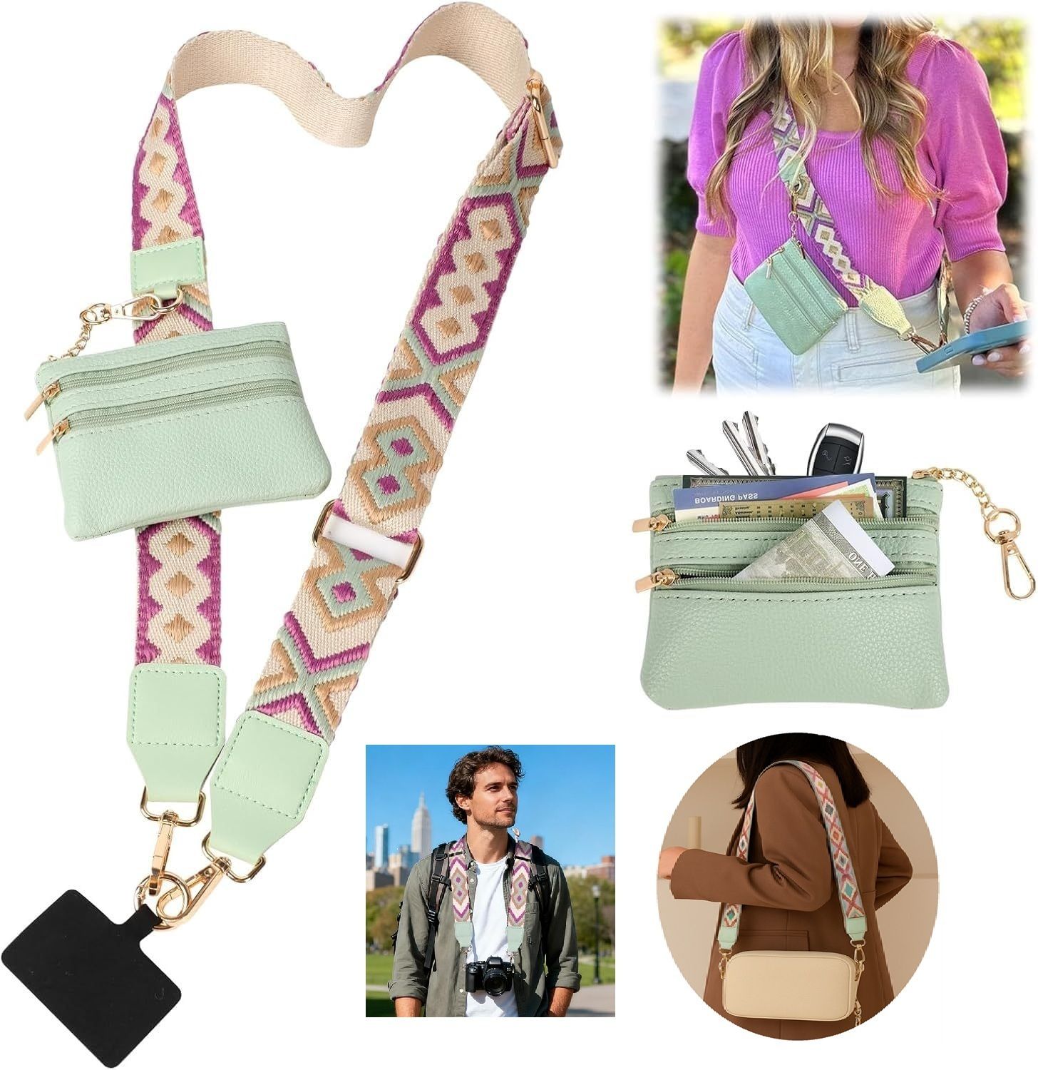 IshanyaLiving Adjustable Camera Strap with Wallet/Phone Lanyard/Mobile/Guitar/Handbag Belt Strap-picture-41