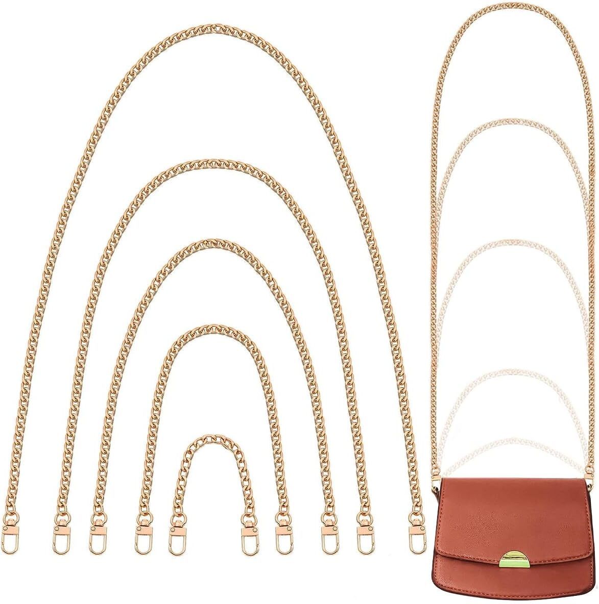 PALAY 5pcs Iron Flat Purse Chain Gold Crossbody Bag Straps Shoulder Belt Replacement Strap-picture-45