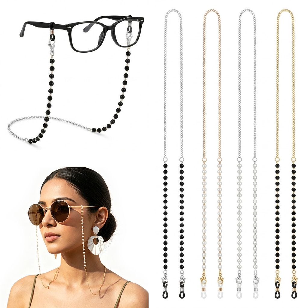 gustave Retro Pearl Eyeglass Chain Set Anti Slip Non Slip Strap for Daily Use Strap-picture-30