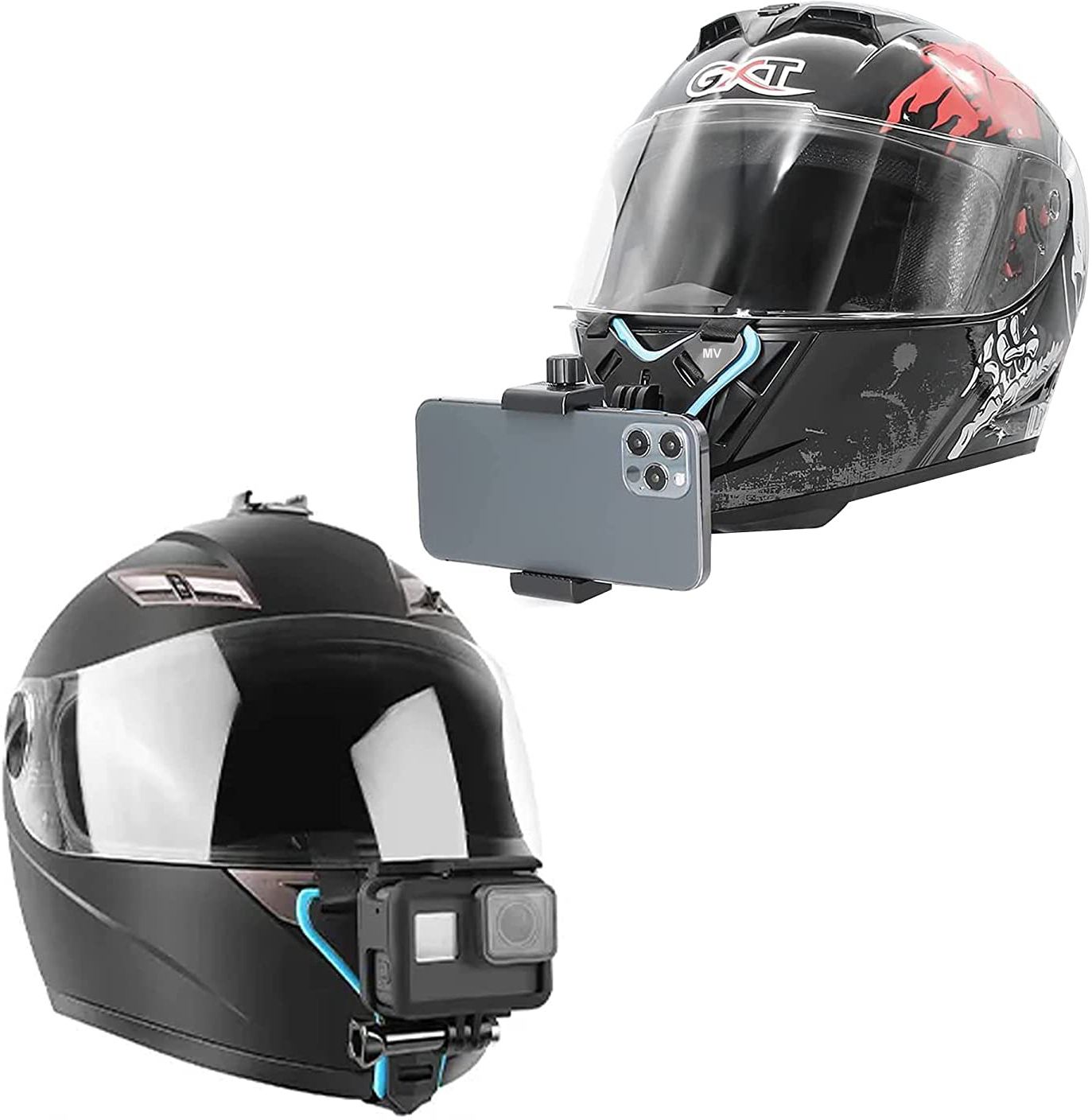 MMPRO Professional Helmet Mount for Helmet Chin Mount Strap Set with Mobile Holder Strap