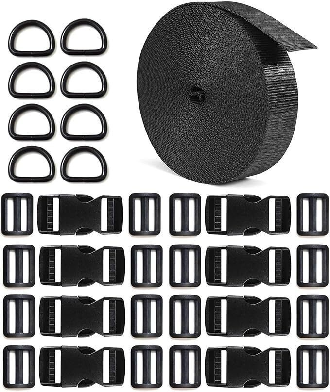 MILLETS 10 Meter 1'' Nylon Webbing Straps 8 Pcs Quick Side Release Buckles Strap-picture-22