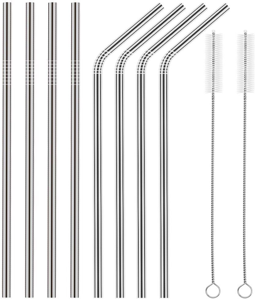 (Pack of 10) 4 straight straws, 4 bend straws, and 2 straw cleaning brushes Glass Water/Juice Glass