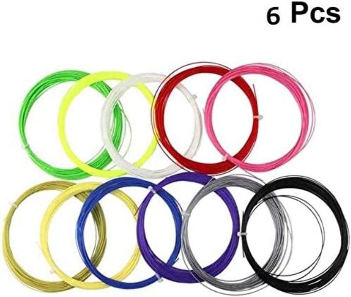 10m Durable High Elastic Badminton Racket String, - Multicolor (6 Pcs) 0.7 Badminton String - 10 m