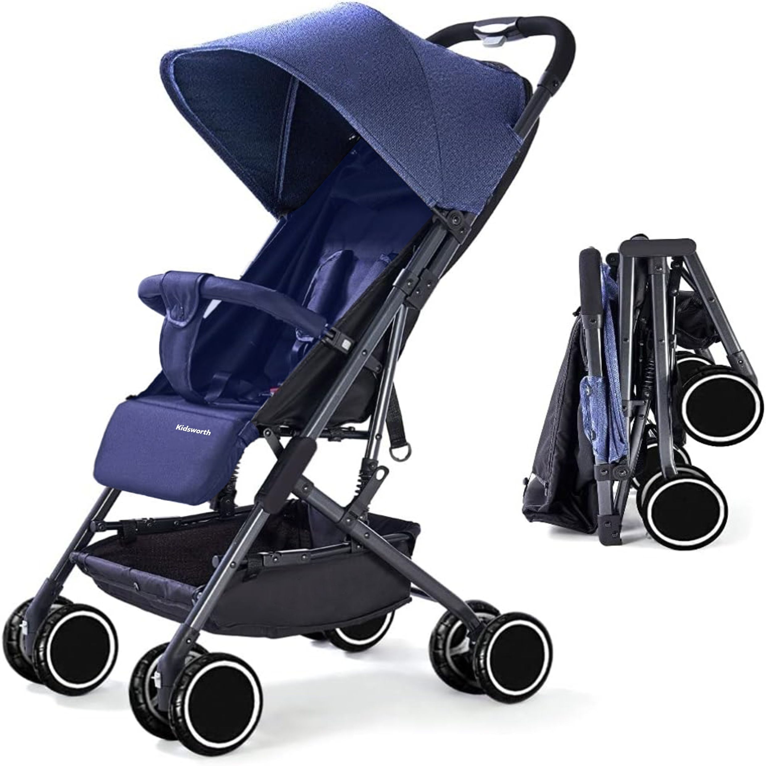 meditive Lightweight Stroller Compact Folding, Fully Reclining Sun Canopy with Rain cover Travel system-picture-23