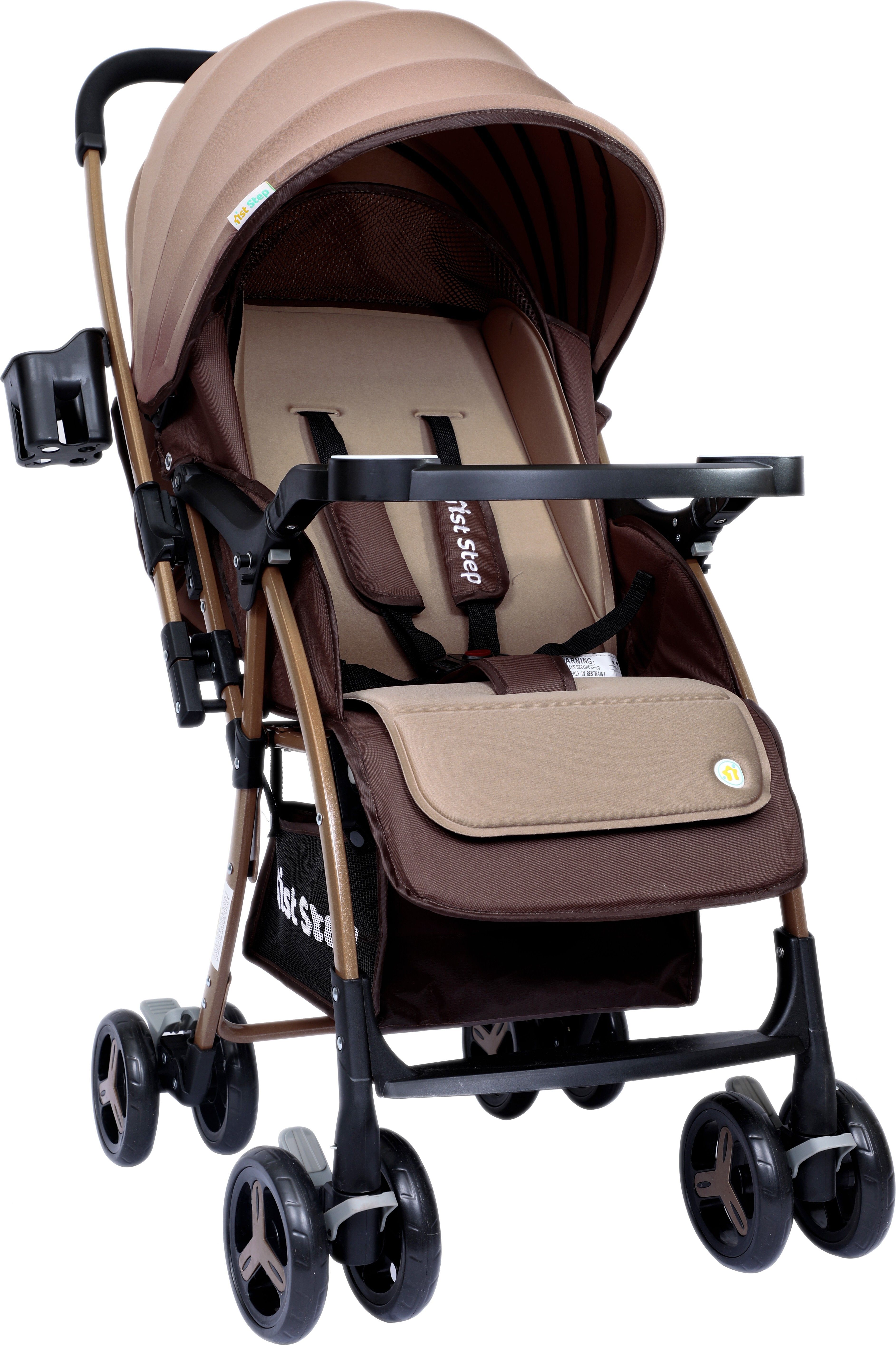 Caramel Baby With 5 Point Safety Harness And Reversible Handlebar Stroller