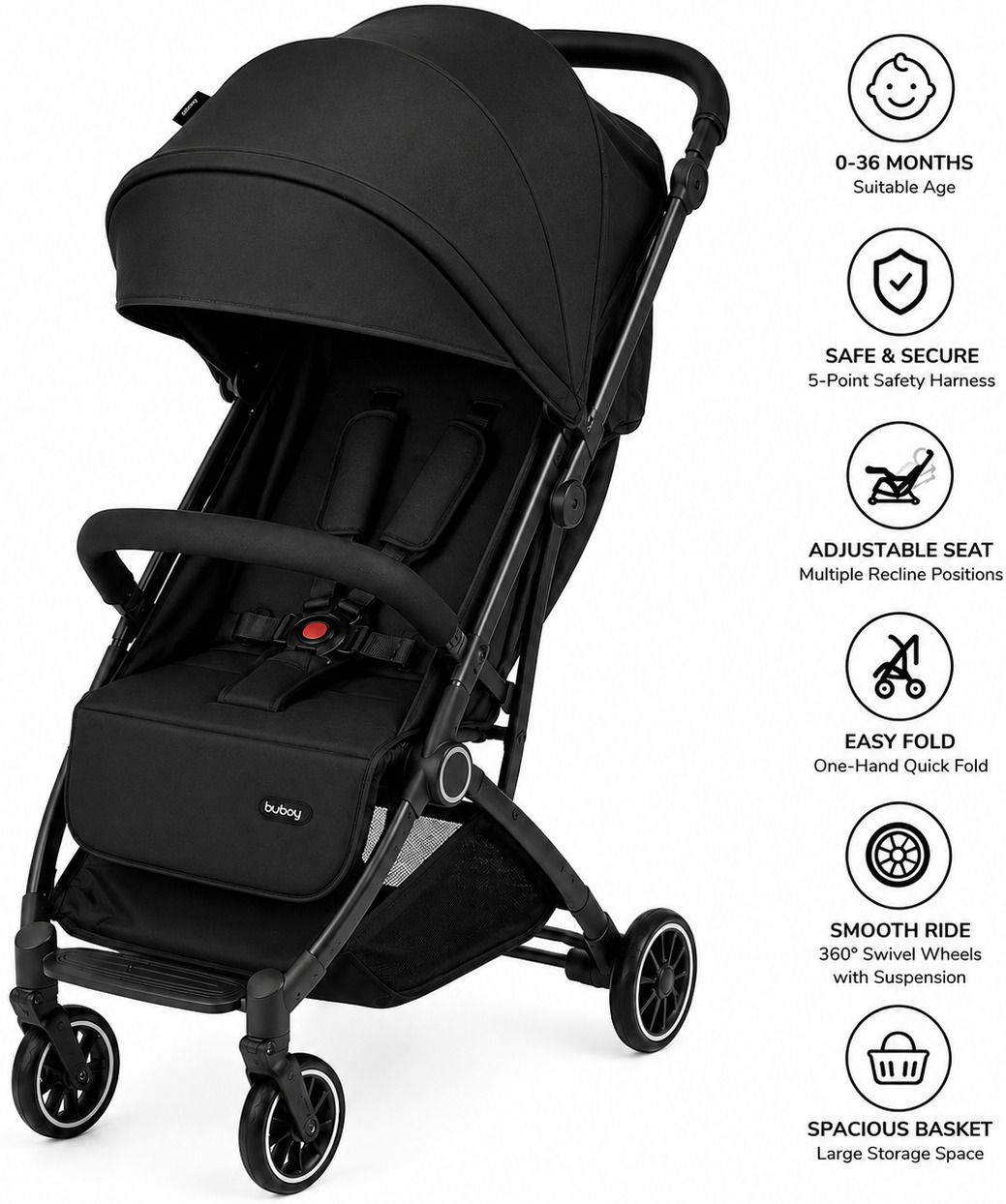 dreamz gallery Premium Lightweight Baby Stroller/Pram | Multi-Recline | Swivel Wheels Foldable Pram-picture-14