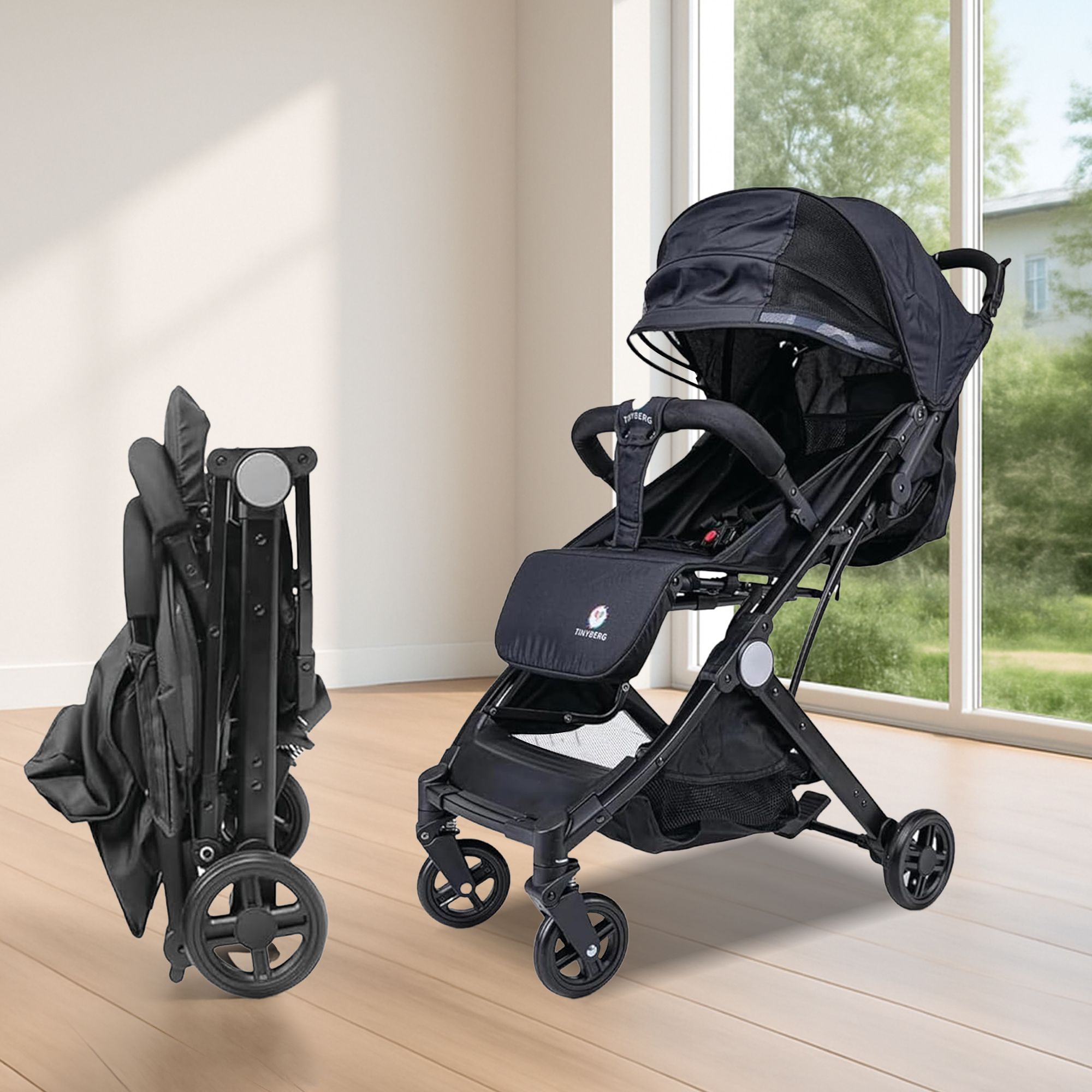 tinyberg B-Wagon Baby Stroller | Soft-Touch Fabric & Sleek Design | 360° Wheels Stroller-picture-13