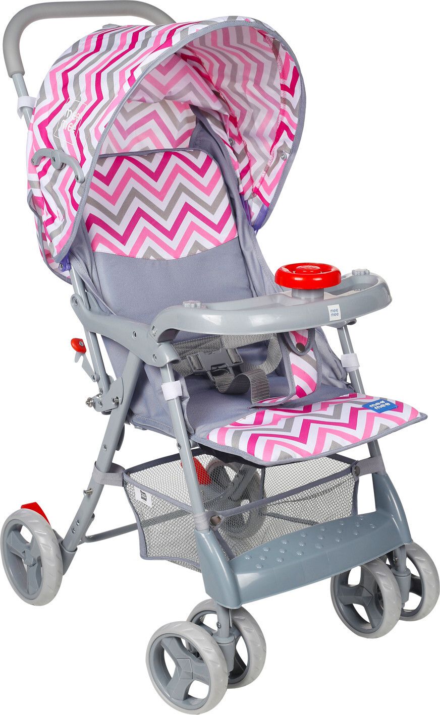 meemee Baby Stroller for 0-3 Years with Feeding Tray| Rear Brakes and Quick Fold Pram-picture-18