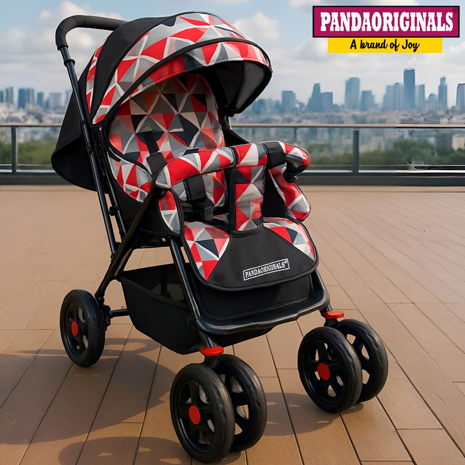 pandaoriginals Poppins Baby Stroller Pram for 0-3 Years 5 Point Safety Harness,360°Swivel Wheel Stroller-picture-34