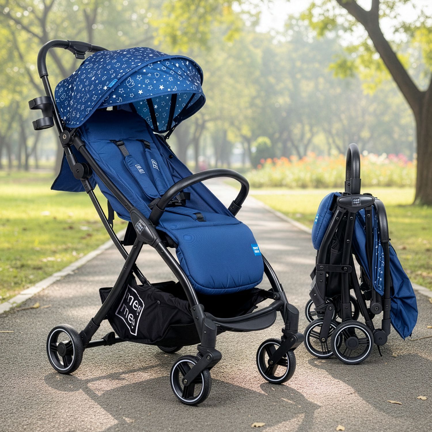 meemee Auto Glide Baby Stroller with One-Button Auto Fold, Anti-Tip C-Arc Frame Pram-picture-37