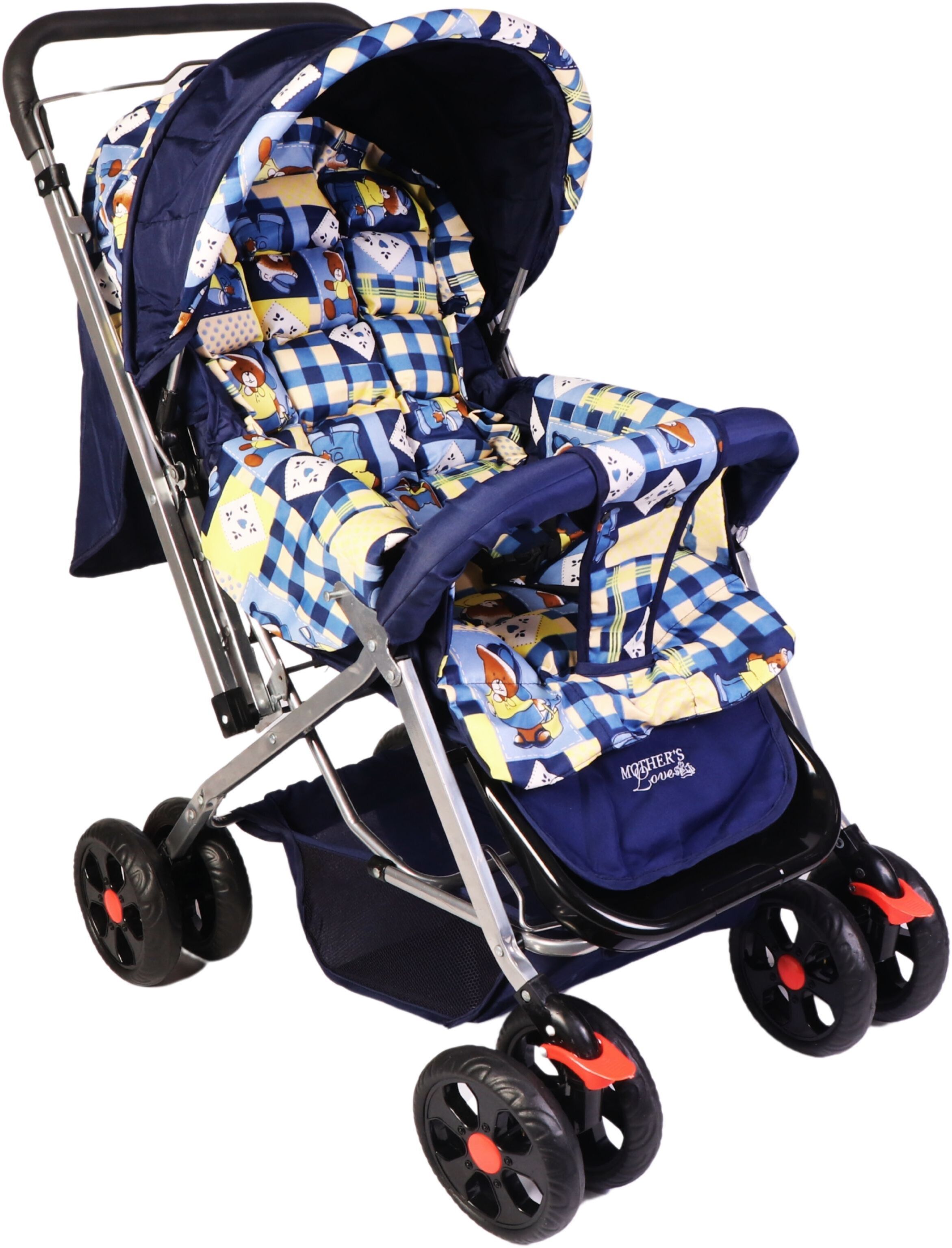 Foldable Baby Pram Stroller Reversible Handlebar Safety Brakes 360° Swivel Wheel Stroller-image-5