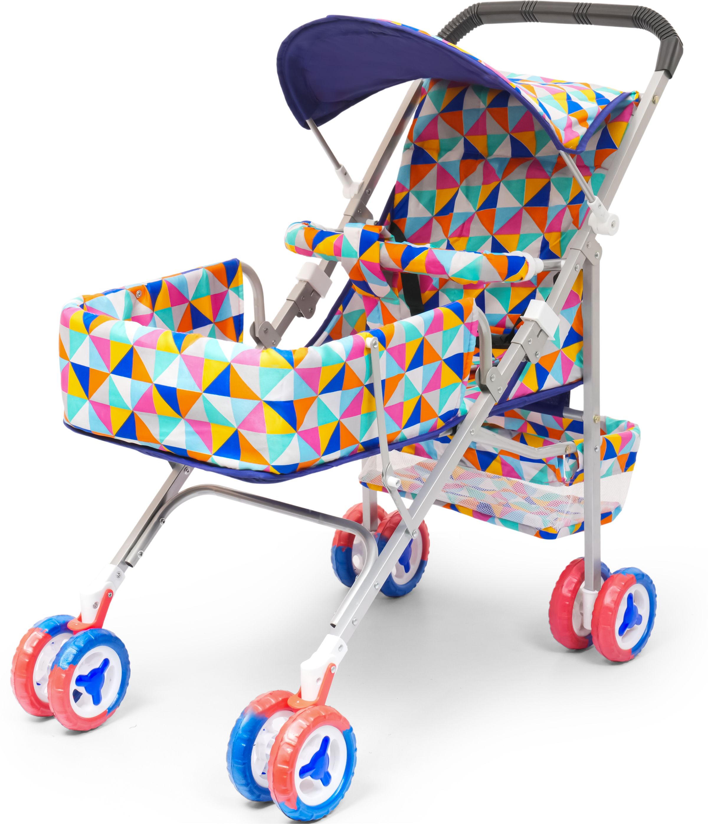 v house magic Vibrant Geometric Print Baby Pram and Stroller with Adjustable Sun Canopy Pram-picture-45