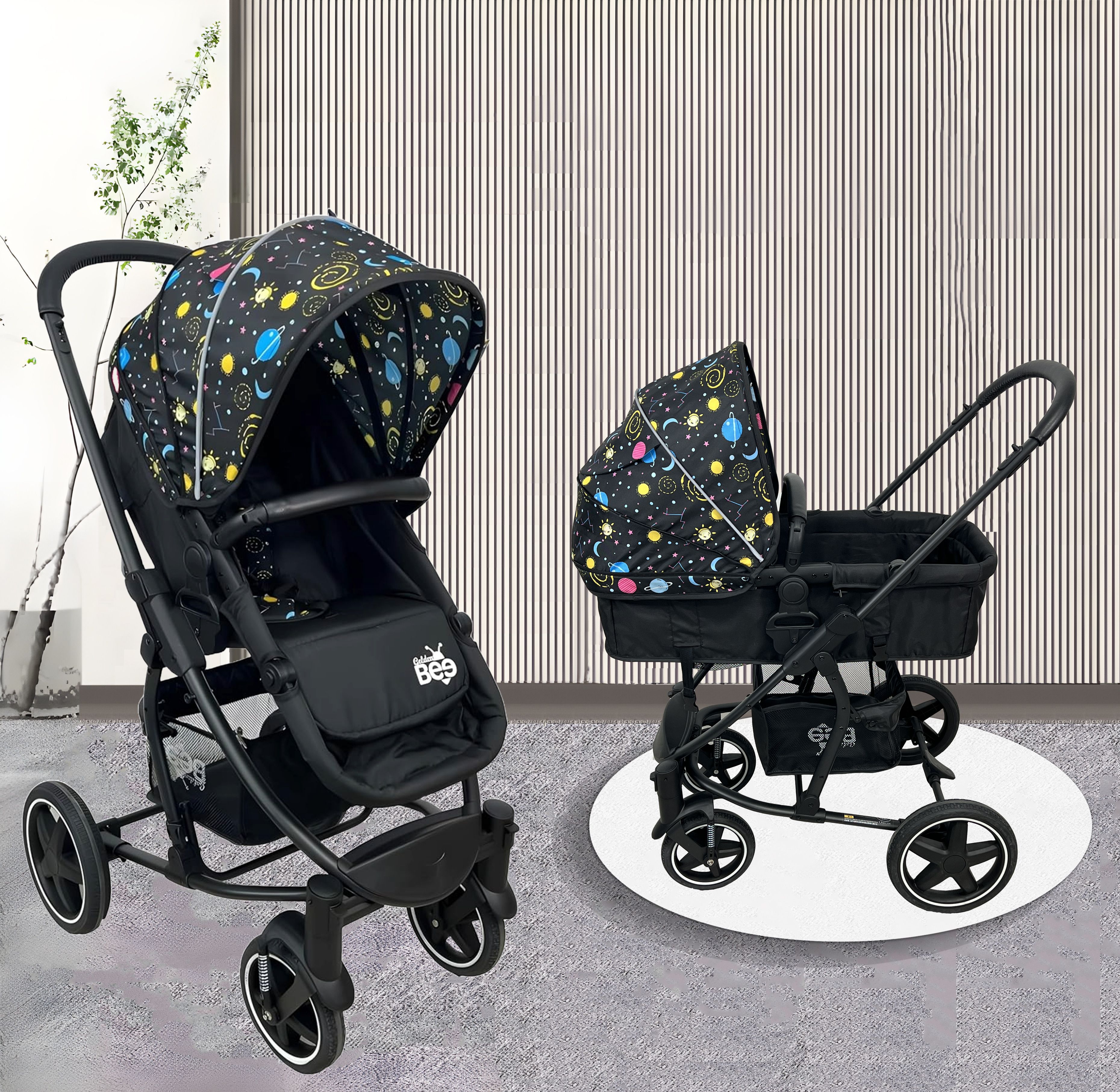 golden bee Royal Crown Stroller/Parm for Infant, 2 in 1 Transformable, Baby Age 0-3 Years Pram-picture-32