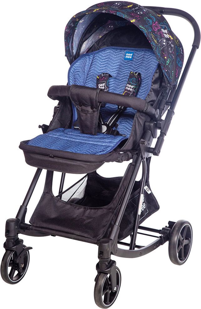 meemee Baby Pram 3 Seating Positions,360 degree rotational Recline ,Dark Blue Pram-picture-10