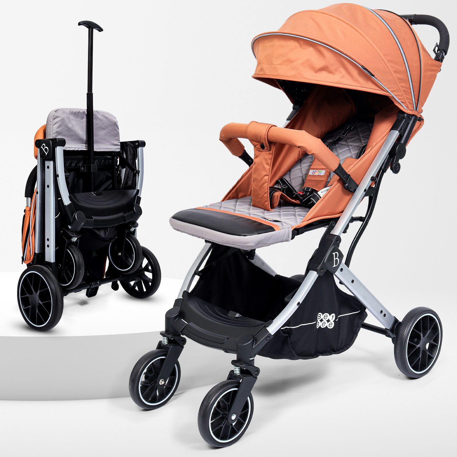 beybee Premium All-Terrain Baby Stroller, One-Hand Fold, Reversible Seat, Newborn PRAM Stroller-picture-21