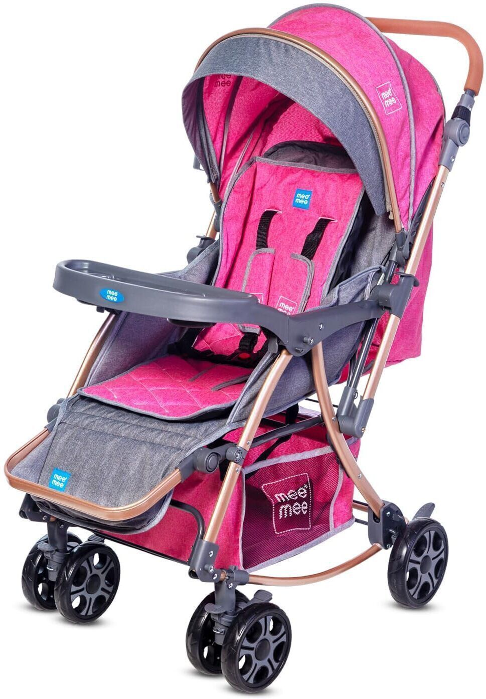 meemee 2-In-1 Baby Pram/Stroller + Rocker, 3 Reclines Position, 5-Point Harness Stroller Cum Rocker-picture-30