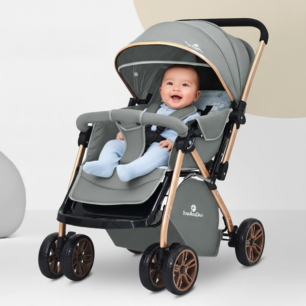 Baby Stroller for 0-3year Infant & Toddler, Foldable, Lockable 360° Swivel Wheel Stroller-image-33