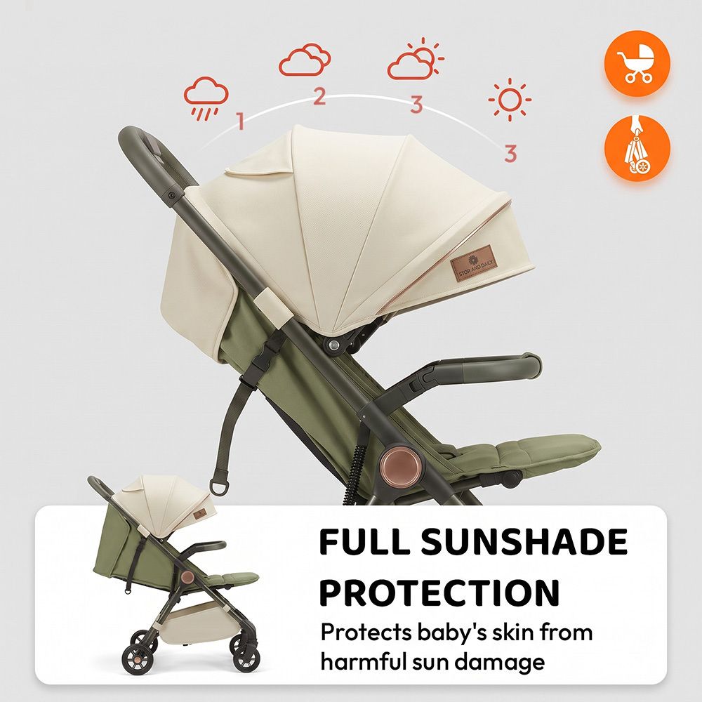 staranddaisy Premium Compact Baby Stroller with Adjustable Canopy & Storage Basket Stroller-picture-34