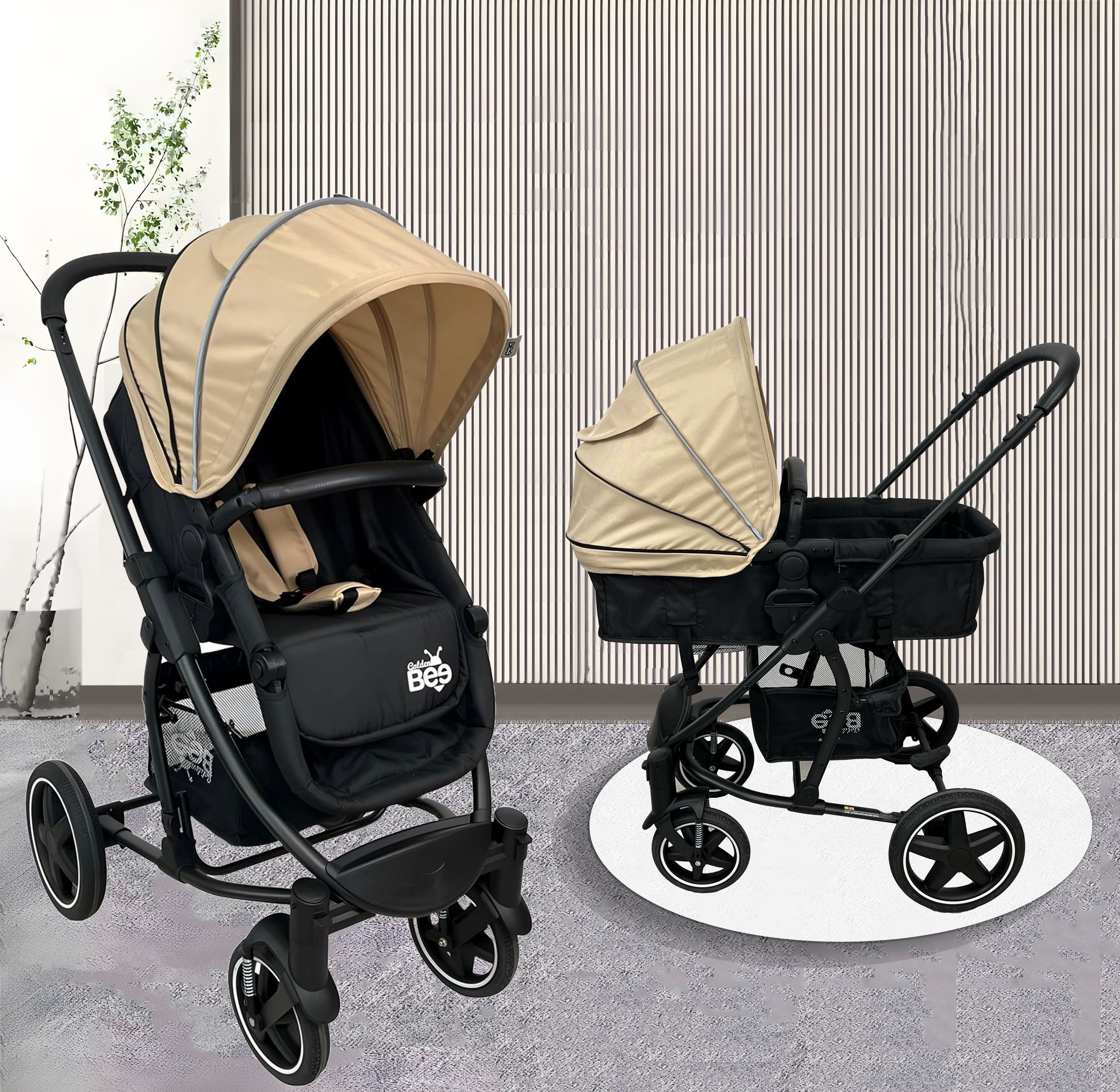 golden bee Royal Crown Stroller/Parm for Infant, 2 in 1 Transformable, Baby Age 0-3 Years Pram-picture-30