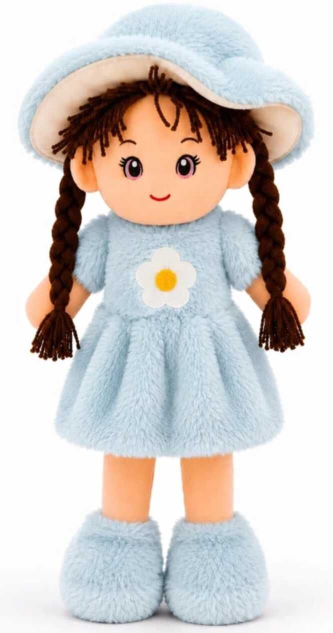 Soft Plush Doll For Baby 2 Shade Dress&Hat -40 cm (Blue) - 40 cm-image-30