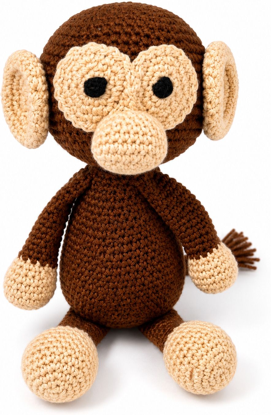 creative n colourful Handmade Crochet Monkey Soft Toy 8 In| Cotton Knitted Plush Toy for Kids & Baby - 8 inch-picture-11