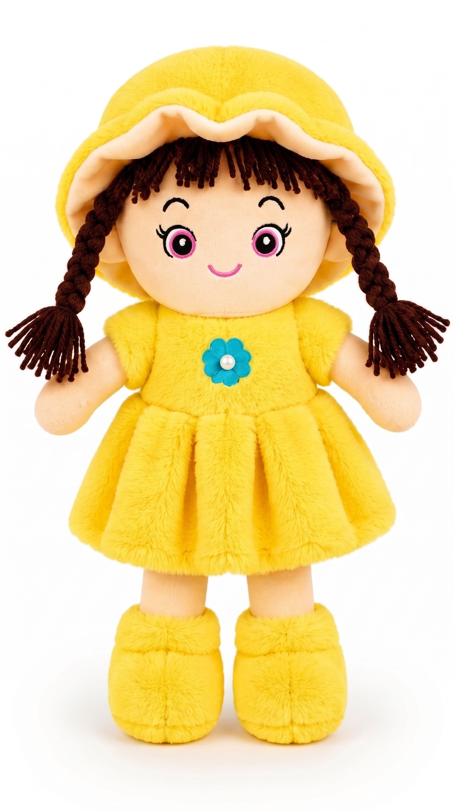 Yellow Flower Plush Doll Cute Soft Toy for Baby Girls Birthday Gift - 25 mm-image-12