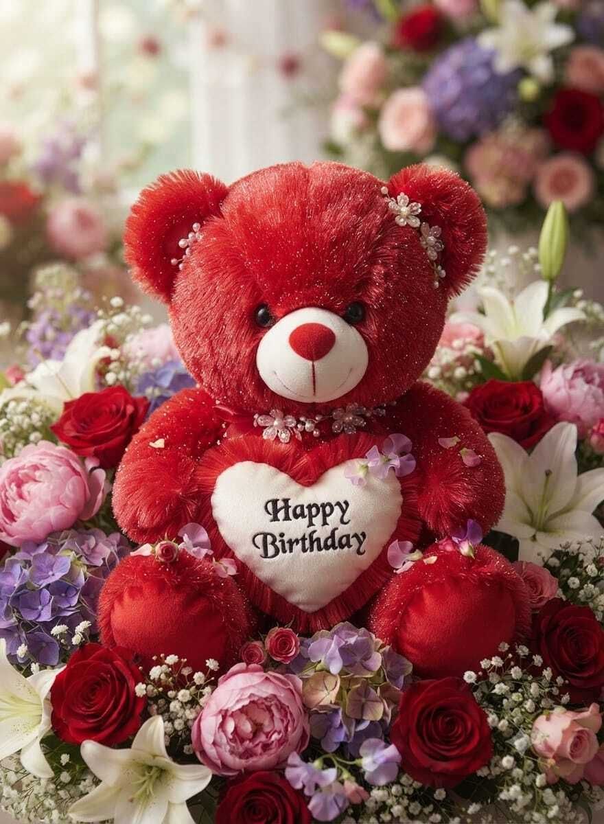 jinga bela Red Smile Plush Bear - 30 cm-picture-22