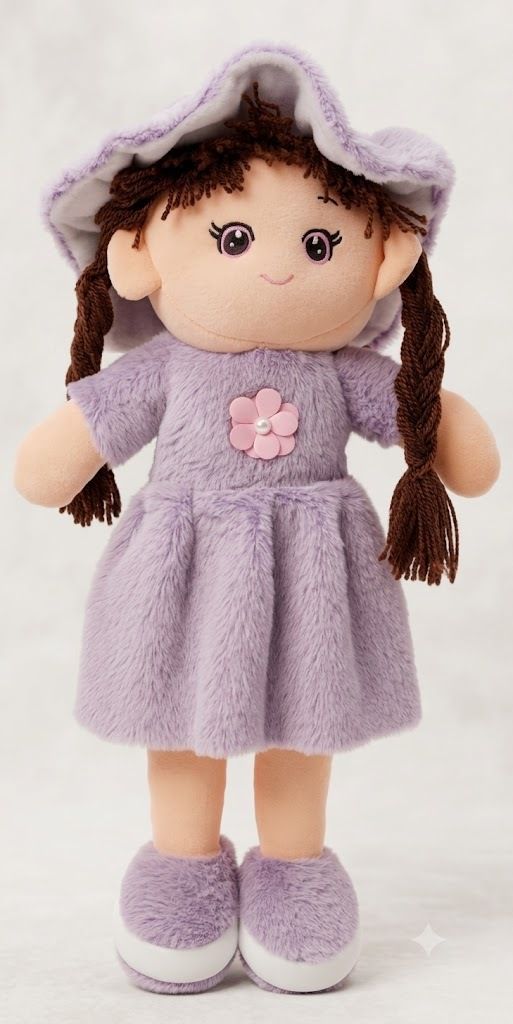 advit traders Babydoll Plush Cap Doll Purple Soft Plush Toy - 25 cm-picture-26