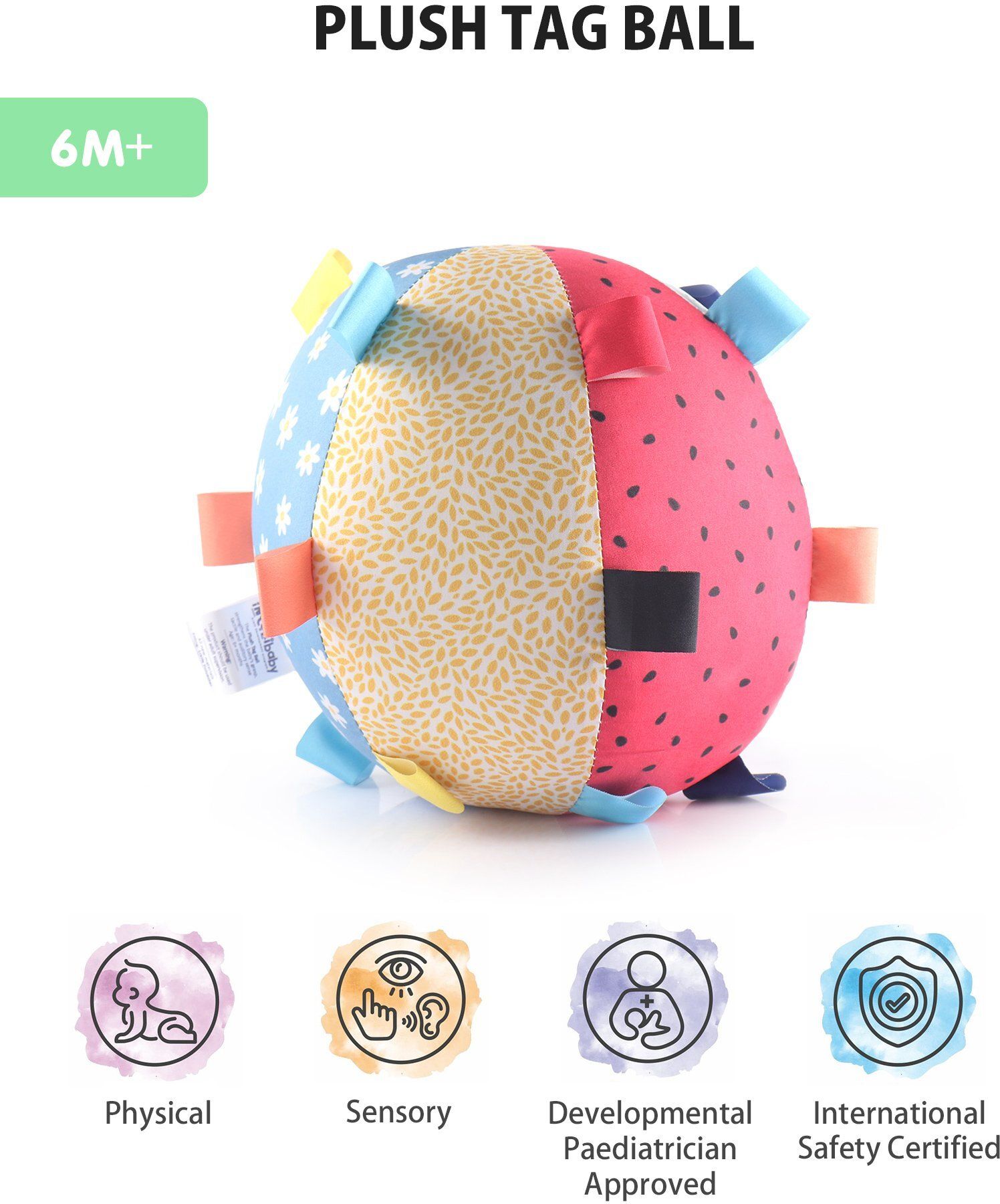 intellibaby Premium Plush Tag Ball With Soft Bell Sound- 12 cm-picture-14