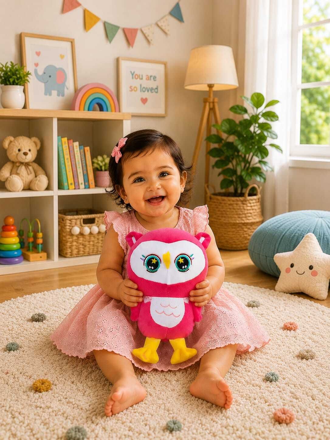 intelligent Super Soft Owl Plush Toy, Cute(IND*02513) Owl Soft Toys - 21 cm-picture-1