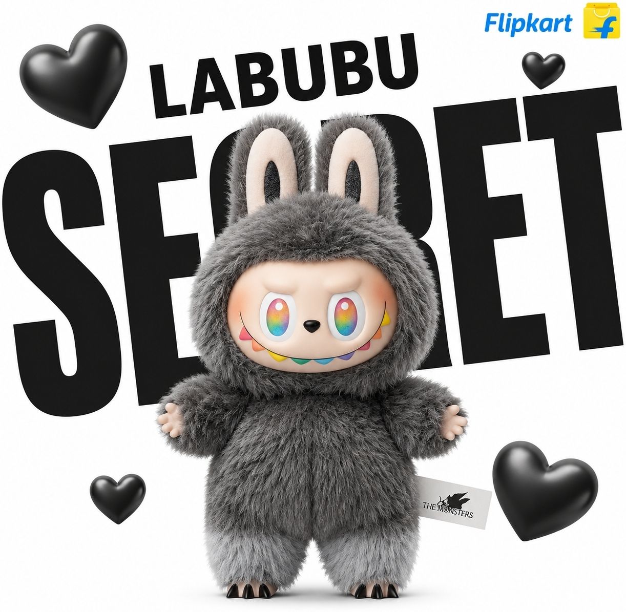 Black Grey Labubu Rare Collectible Toy - 17 cm-image-37