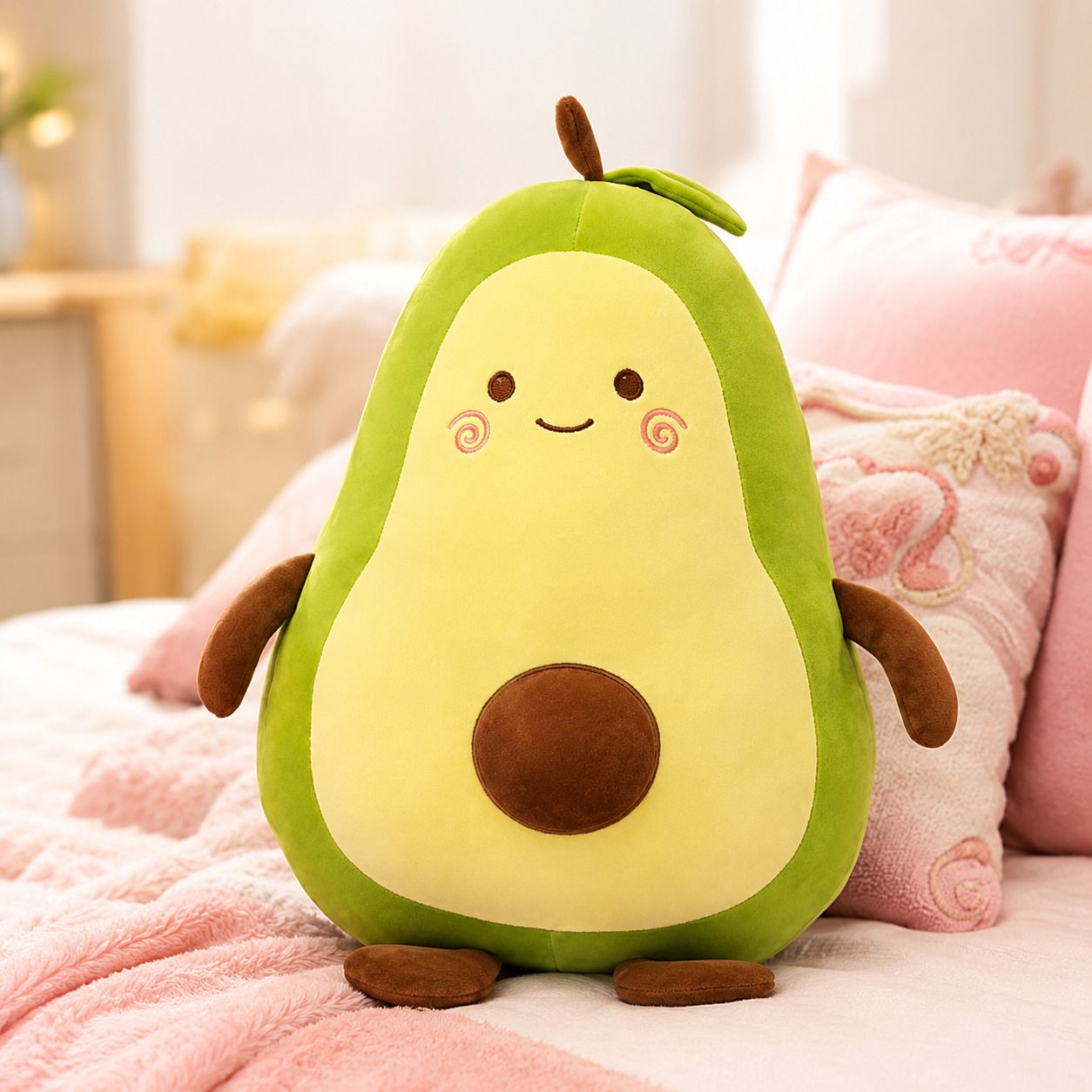 kidvilla Cute Avocado Plush Toy | Kawaii Smiling Fruit Stuffed Animal with Arms & Legs - 30 cm-picture-23