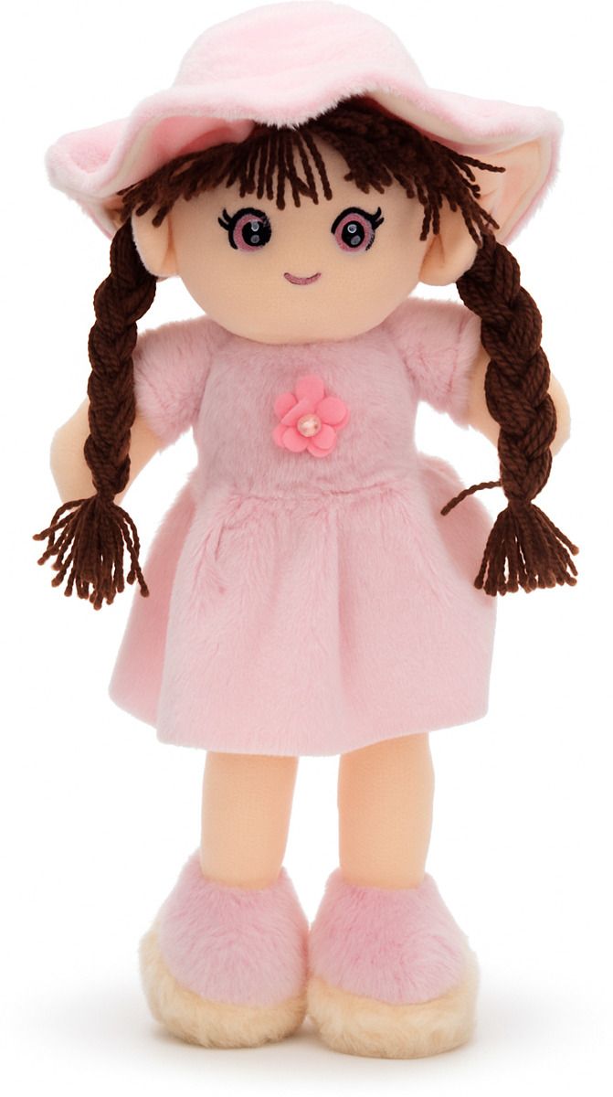 Soft Plush Doll with 2 Shade Pink Dress & Hat | Cute Doll Kids and Girls - 45 cm