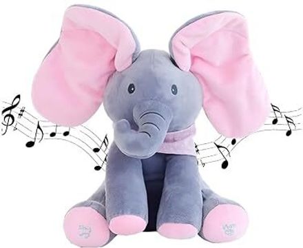 Interactive Peekaboo Elephant Plush Toy with Music & Moving Ears for Kids - 300 mm-image-18