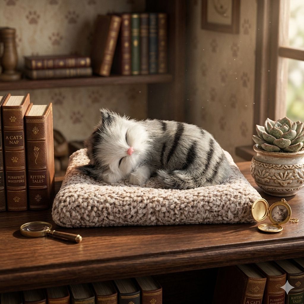 sleeping cat toy with sound realistic cat soft toy for kids - 6 cm-image-4
