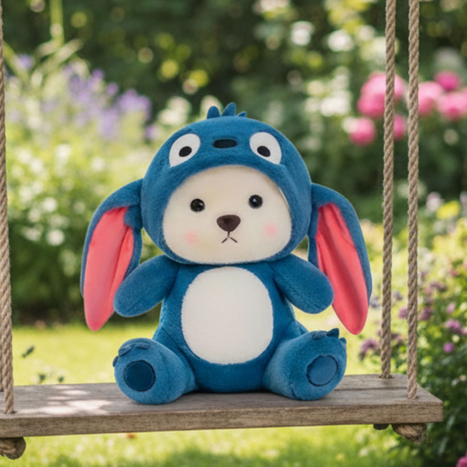 jr jack & rose Fluffy Blue Hoodie Teddy Bear Soft Toy for Hugging - 30 cm-picture-10