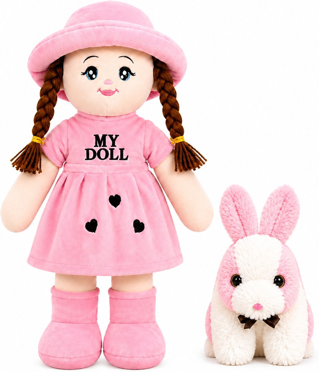 COMBO OF CUTE MY DOLL 45 CM AND PINK RABBIT 35CM - 45 cm-image-3