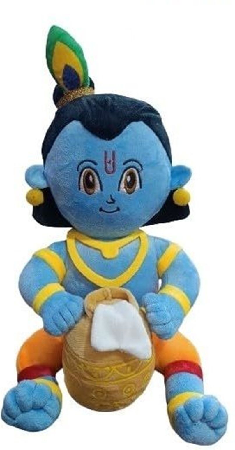 vaishnavi toys Soft Toys for Kids Lord Krishna with Matka, Kanha Ji Toys Stuffed Teddy Bear - 35 cm-picture-14