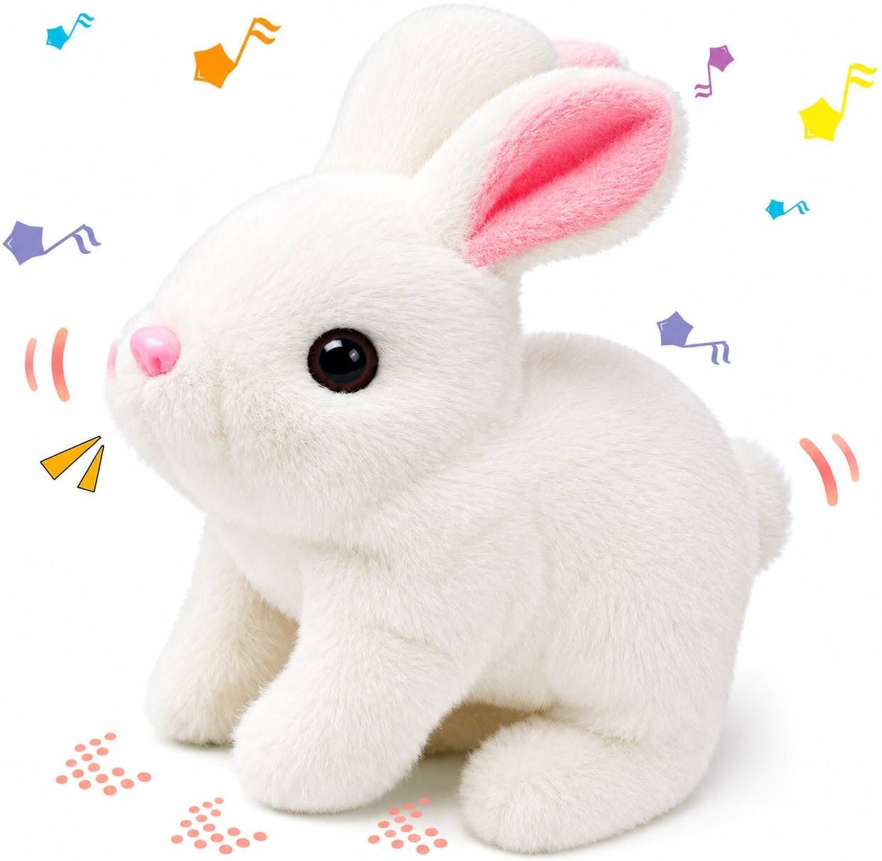 Rabbit Pet Plush Bunny Toy with Sound and Movement Gift for Toddlers Birthday - 7 inch-image-22