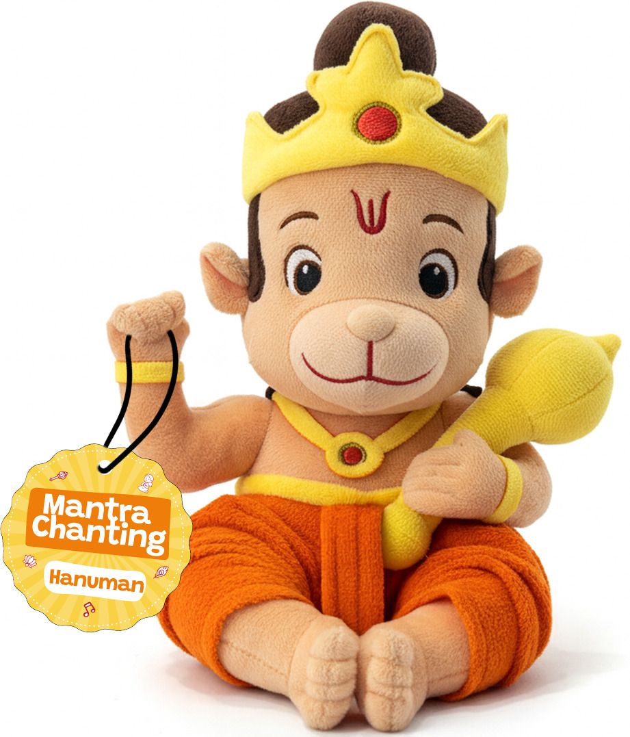 Divine Mantra Chanting Baby Hanuman Soft Toy with 8 Preloaded Mantras & Aartis - 25 mm