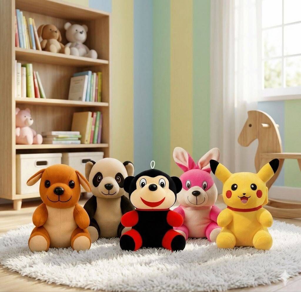 Premium Cartoon Characters Stuffed Toys Pack Of 5 For Kids - 7 inch-image-14