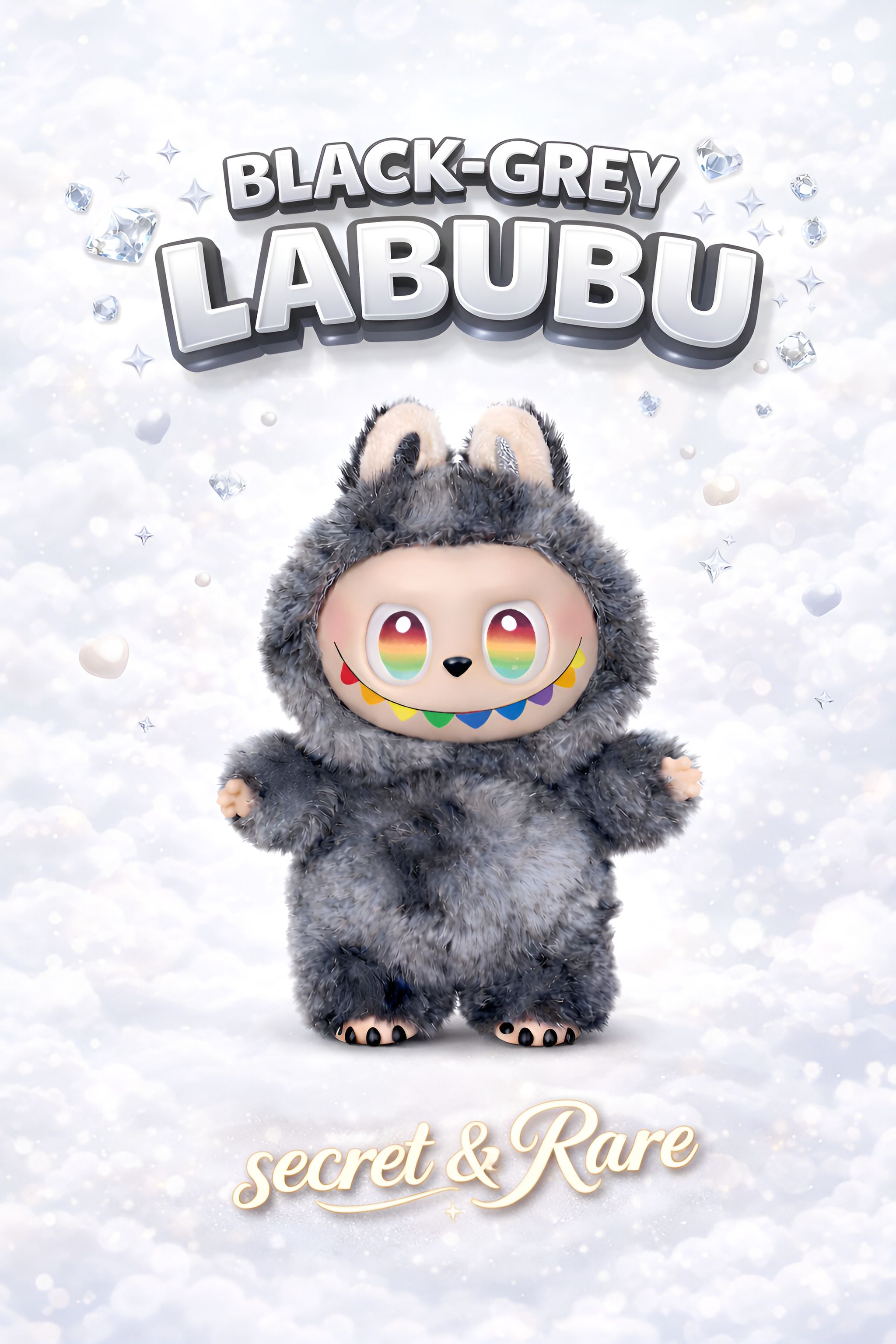 color flame Black Grey Labubu Doll | Secret Edition | Rare Plush Collectible Gift Toy - 17 cm-picture-24