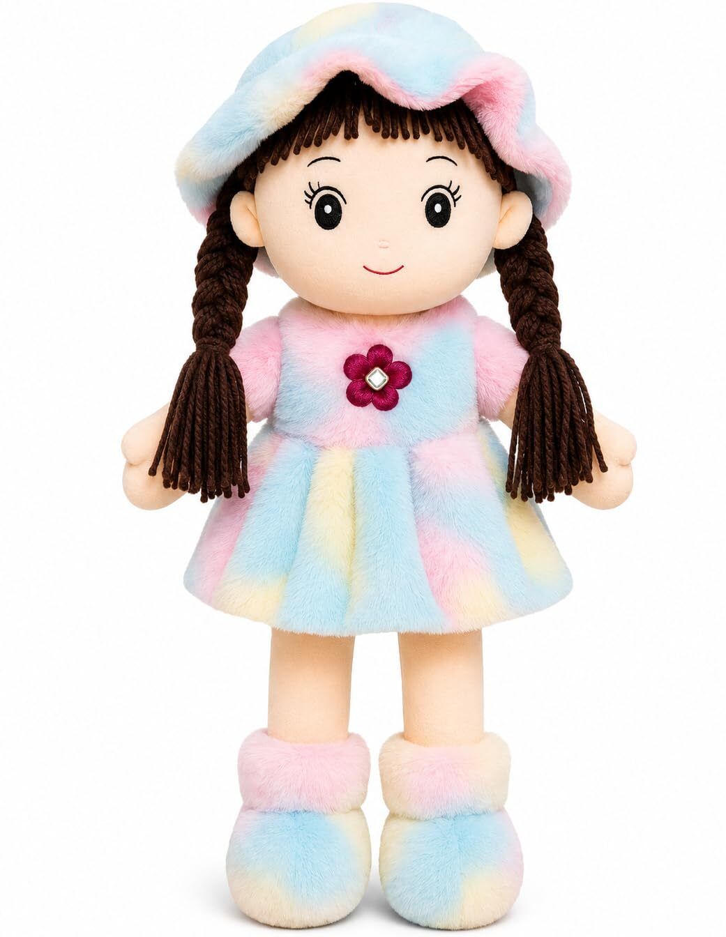 muzito Soft Hat Doll 42 cm |Cap & Braided Hair | Washable Stuffed Toy for Girls & Boys - 42 cm-picture-33