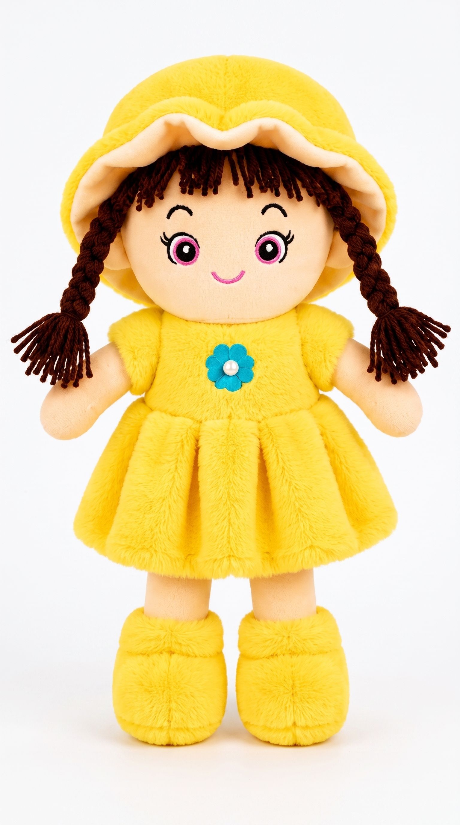 Yellow Blossom Plush Doll Cute Soft Toy for Kids Birthday Gift 35 cm - 25 cm-image-4