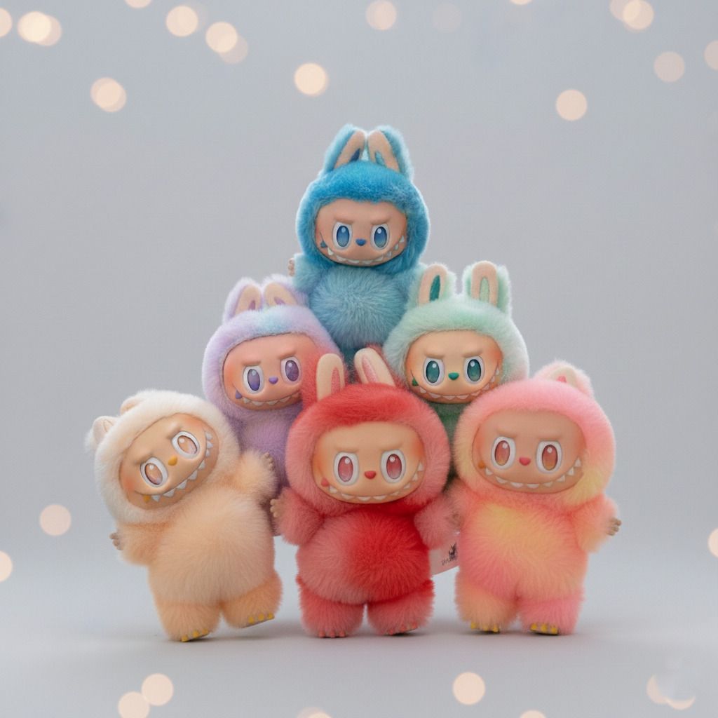 Random Color Labubu Doll Original Keychain Plush Bag Charm - 17 cm-image-5