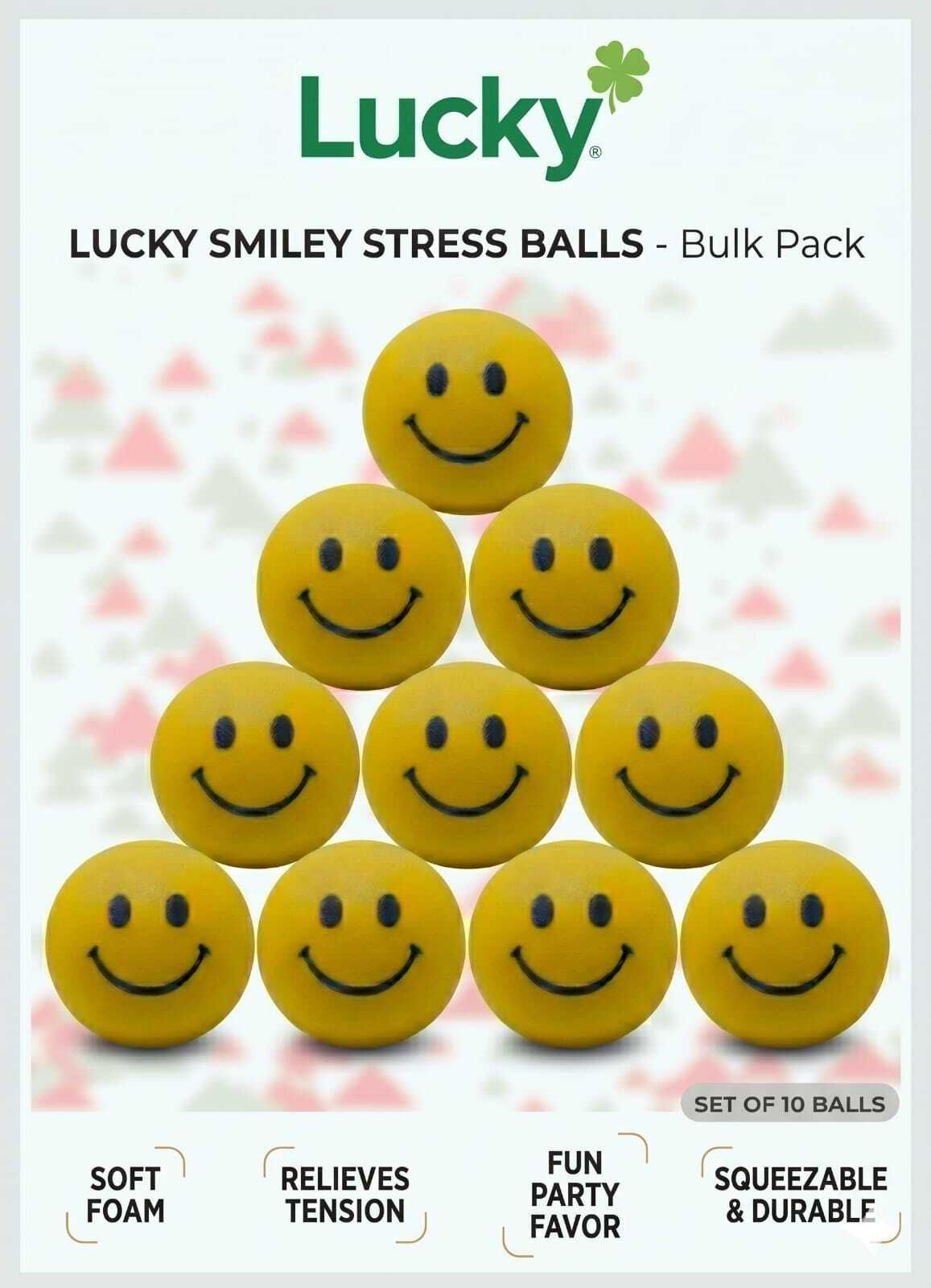 lucky Smiley Face Squeeze Stress Ball | Pack of 10 | - 3.01 inch-picture-12