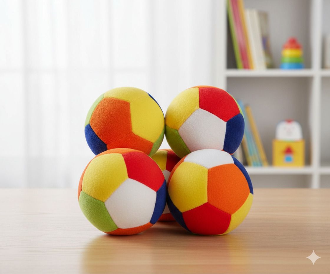 fun kids Soft Rattle Ball for Kids (10cm) | Premium Plush Sound Toy Baby Playtime- PACK 4 - 7 cm-picture-24